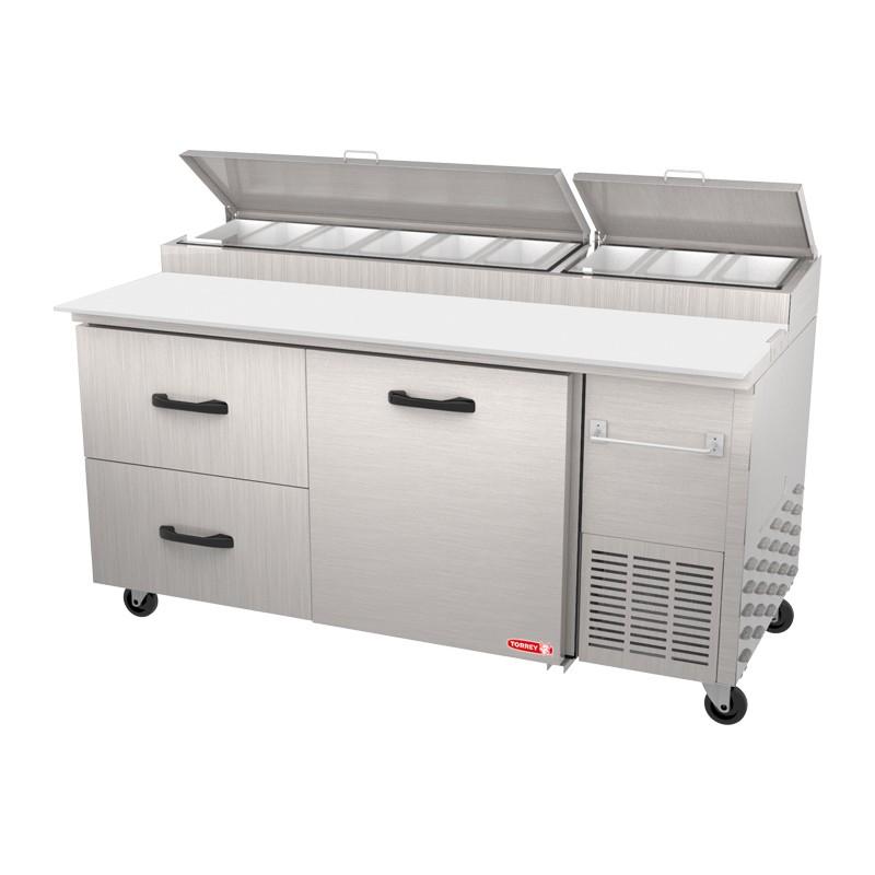 MESA FRÍA PARA PREPARACIÓN DE ALIMENTOS DE 1 PUERTA + 2 CAJONES PPT67-21R1S
