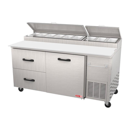MESA FRÍA PARA PREPARACIÓN DE ALIMENTOS DE 1 PUERTA + 2 CAJONES PPT67-21R1S