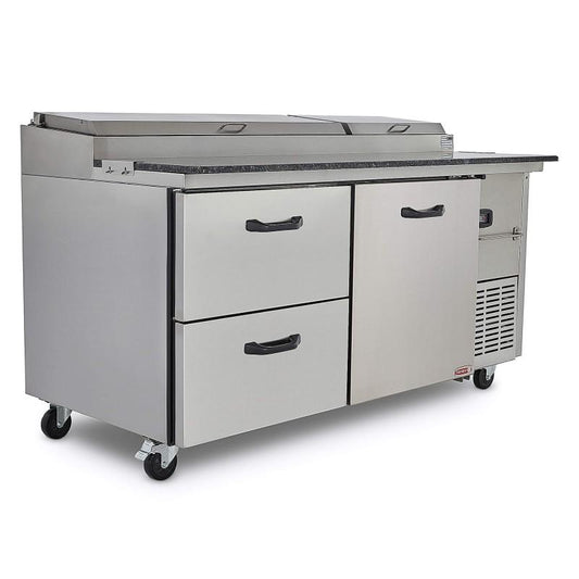 MESA FRÍA PARA PREPARACIÓN DE ALIMENTOS DE 1 PUERTA + 2 CAJONES PTP21