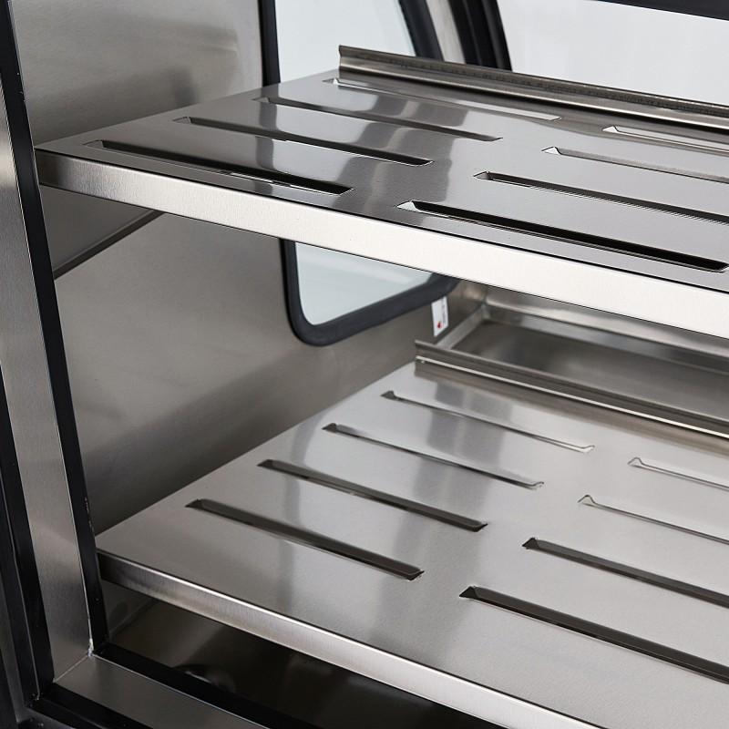 VITRINA EXHIBIDORA VIDRIO PLANO ACERO INOXIDABLE DRD3-AI