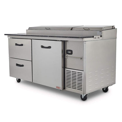 MESA FRÍA PARA PREPARACIÓN DE ALIMENTOS DE 1 PUERTA + 2 CAJONES PTP21