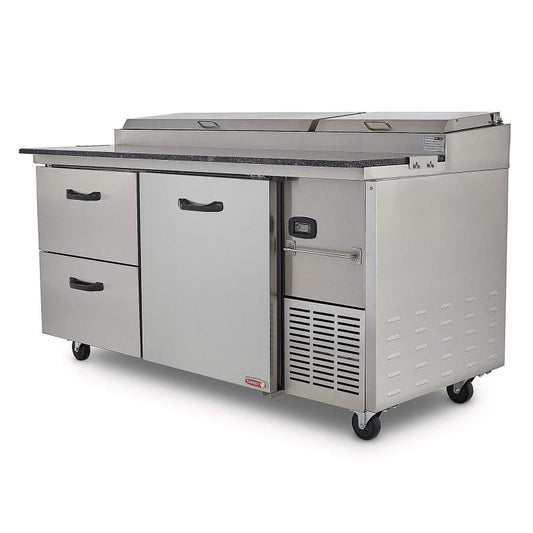 MESA FRÍA PARA PREPARACIÓN DE ALIMENTOS DE 1 PUERTA + 2 CAJONES PTP21