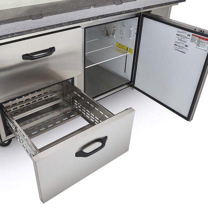 MESA FRÍA PARA PREPARACIÓN DE ALIMENTOS DE 1 PUERTA + 2 CAJONES PTP21