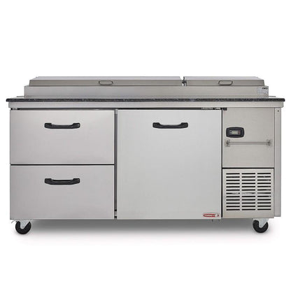 MESA FRÍA PARA PREPARACIÓN DE ALIMENTOS DE 1 PUERTA + 2 CAJONES PTP21